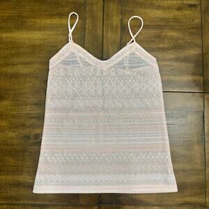 American Eagle Sheer Fair Isle Tank Top M/M Metallic Lightweight